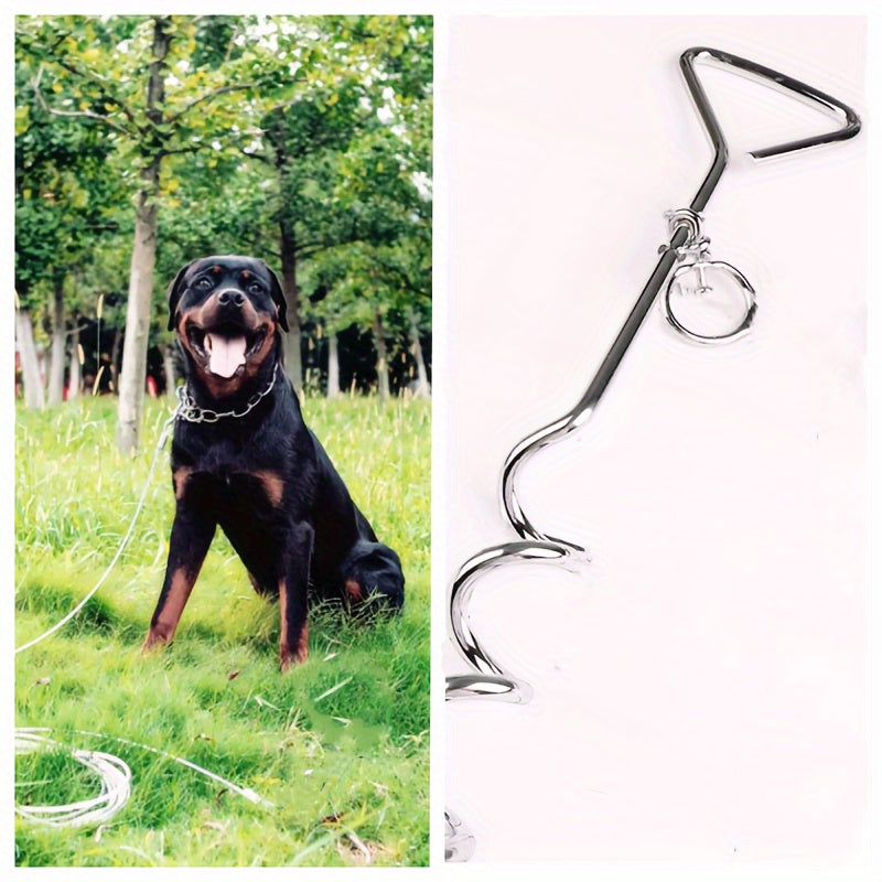 Pack complet pour piquet d'attache pour chien, utilisation extérieure, conception à 360°, en fer galvanisé