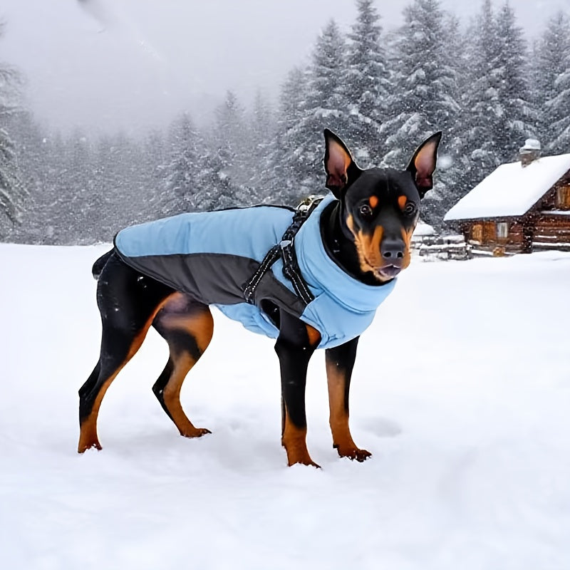 Manteau pour chien avec harnais intégré - bien chaud, bandes réfléchissantes, diverses couleurs