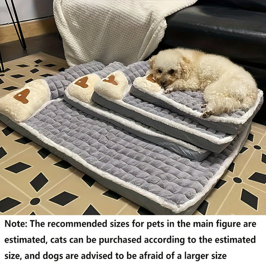 Tapis épais pour chien, housse amovible lavable en machine, doux, chaud et confortable, motif de cœur