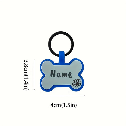Médaille personnalisée double face en forme d'os pour chien, contour noir et intérieur dans diverses couleurs
