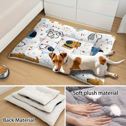 Lit/matelas pour chien avec imprimés mignons, lavable en machine - épais, doux et confortable