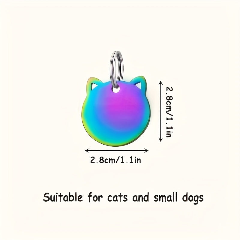 Médaille d'identification personnalisée pour chat, personnalisation gratuite. En forme de tête de chat, diverses couleurs