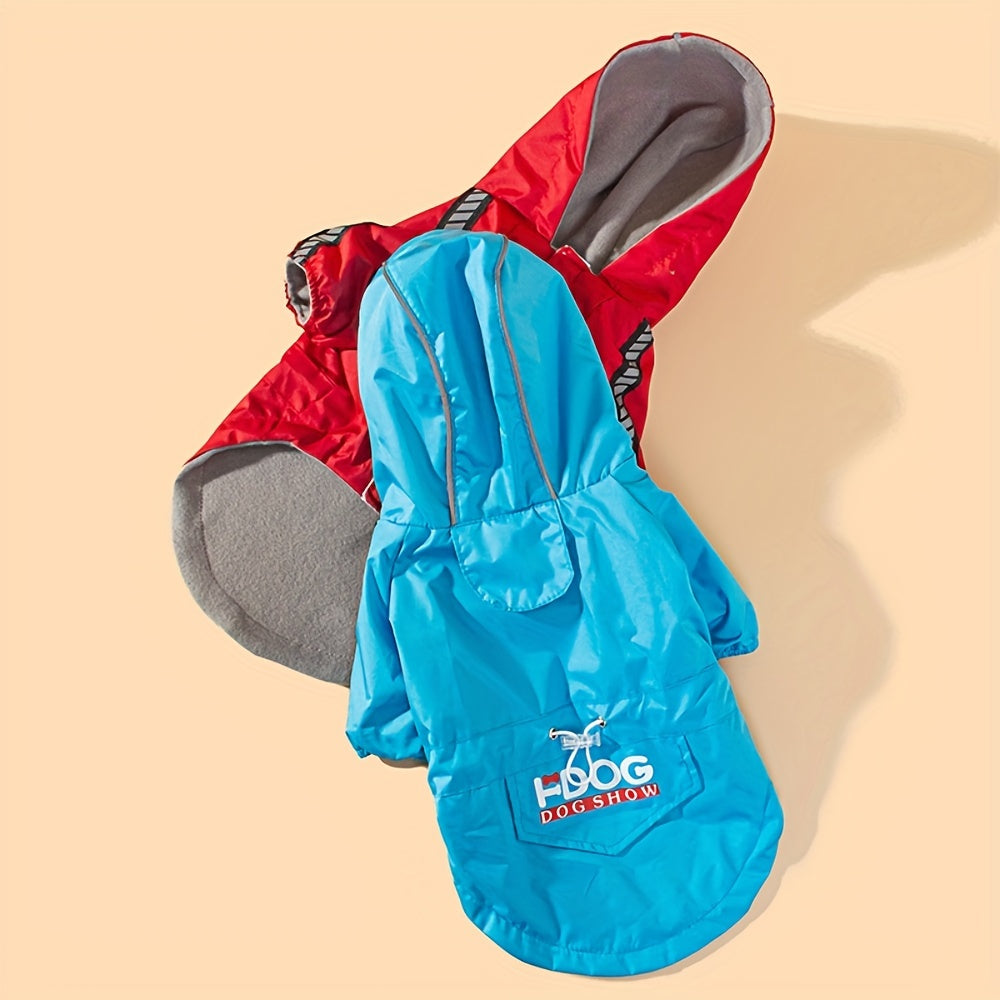 Veste coupe-vent pour chien, disponible en rouge et en bleu, parfait pour des journées à la mer