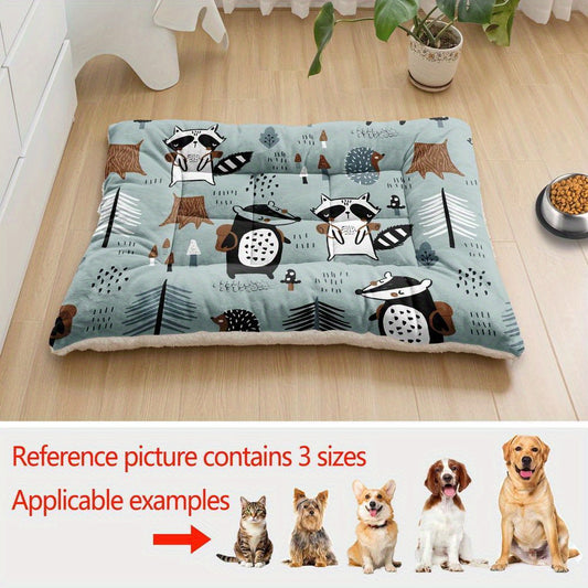 Lit/matelas extra-large pour chien et chat avec imprimés de petits animaux cartoon, lavable en machine, épais, doux et respirant.