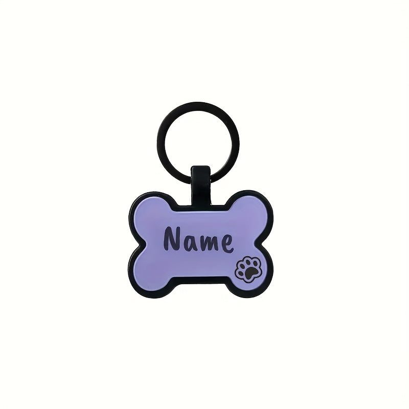 Médaille personnalisée double face en forme d'os pour chien, contour noir et intérieur dans diverses couleurs
