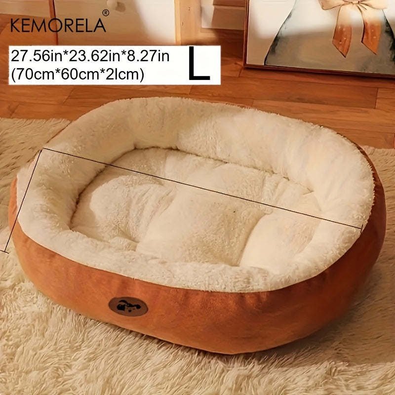 Lit ovale douillet en peluche pour chiens et chats, moelleux et épais, diverses couleurs