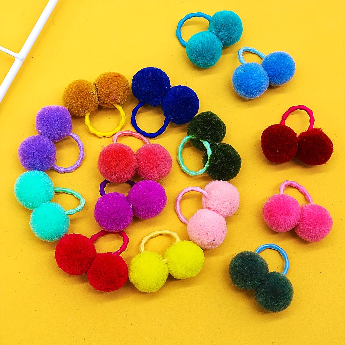 10pcs Cute Plush Pompom Hair Ties for Dogs and Cats - Fun and Stylish Pet Hair Accessories